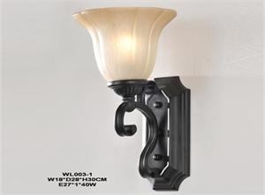 欧式铁艺壁灯 玻璃灯罩 亚光黑壁灯 WL003-1