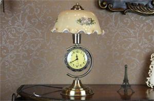古铜钟表中式台灯 玻璃灯罩仿古台灯 STD5867